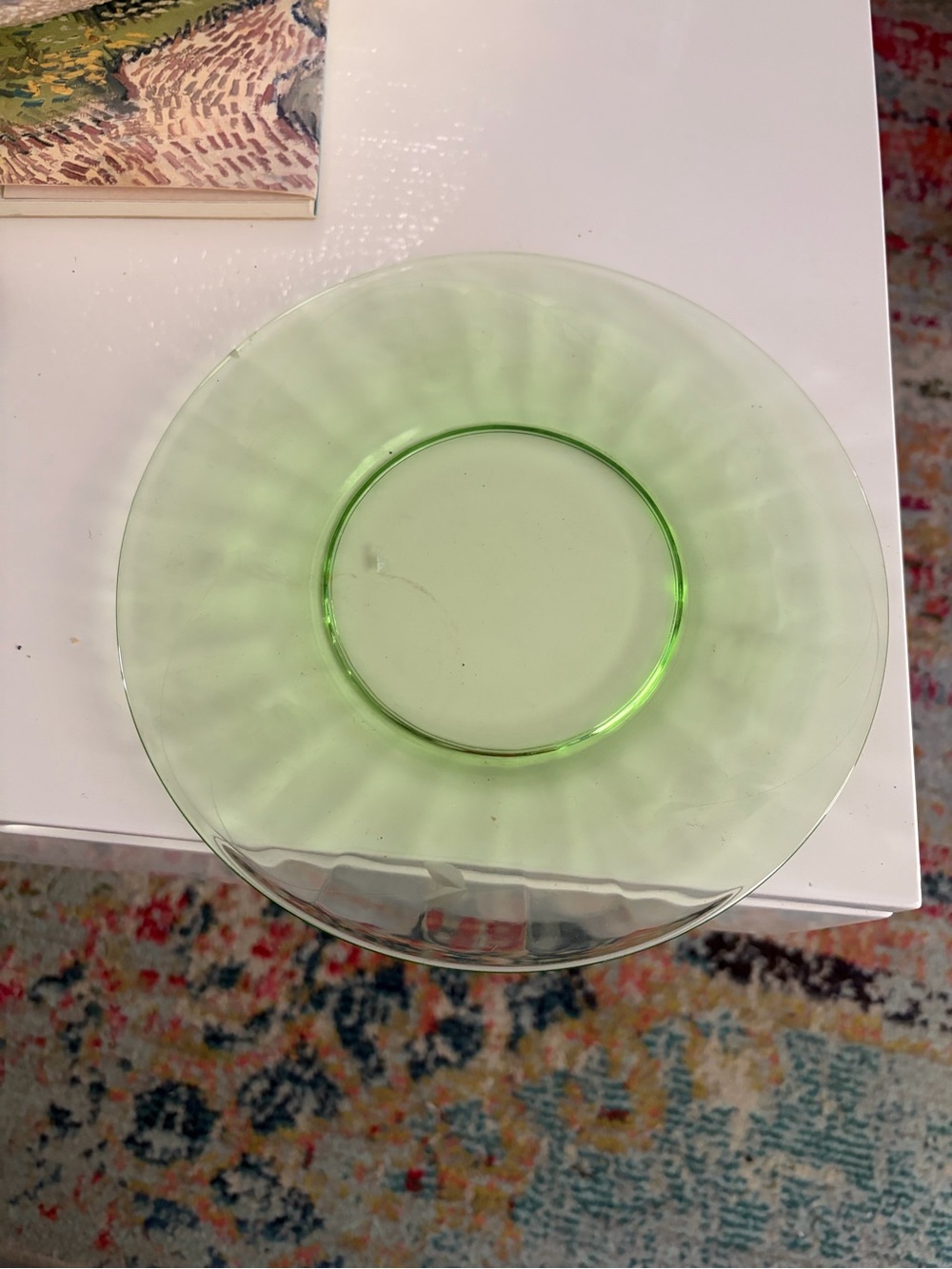 Uranium Green Glass Dinner Plate - Elegant Translucent Design
